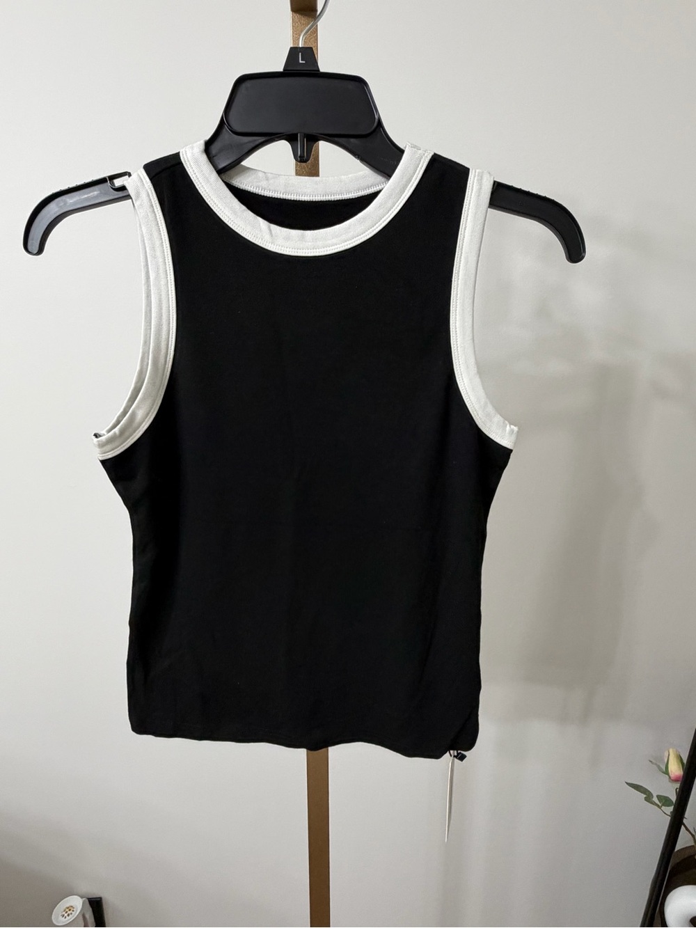 Commense Black Tank with White Contrast Trim